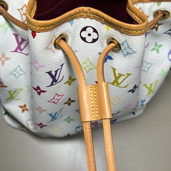 Authentic Louis Vuitton Multicolor Petit Noe Bucket Style White Monogram Rainbow - Picture 5 of 17